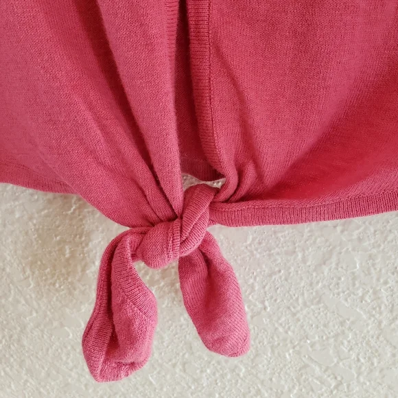 Sanctuary Coral Cotton Blend Long-Sleeve Pullover Tie-Front Sweater - Size Small - Picture 4 of 8